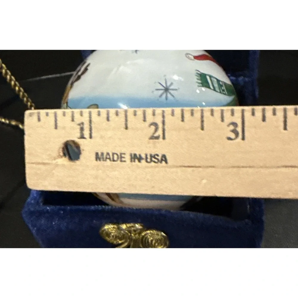 Pier‎ 1 Santa Reindeer Inside Painting Christmas Holiday Tree Ornament 2012